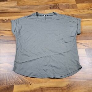 Splendid Gray Tee XS Cuffed Sleeve High Low Hem Soft Basic